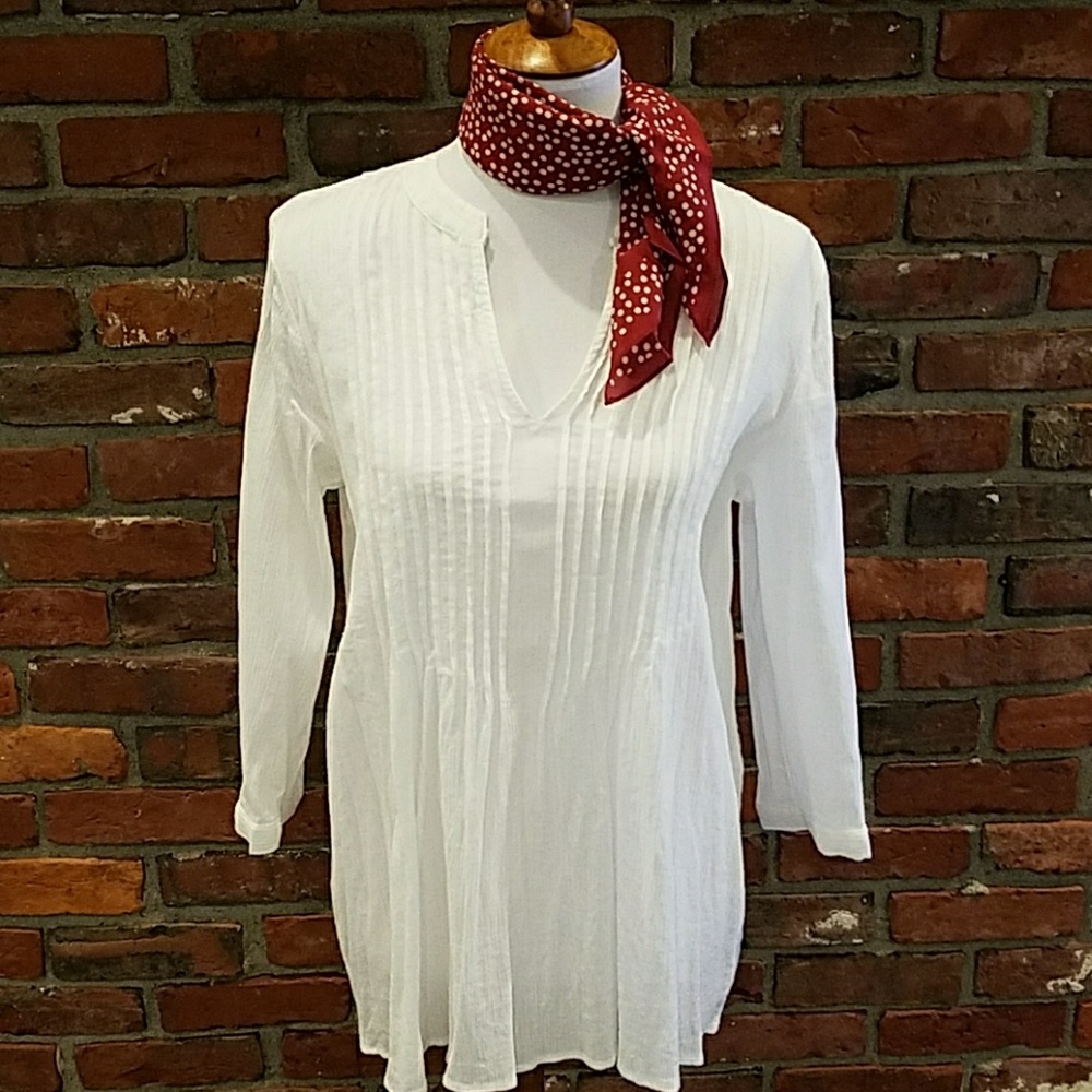 White Crepe V-Neck Top